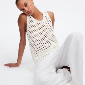 Madewell Open-Stitch Sweater Tank in Bright Ivory